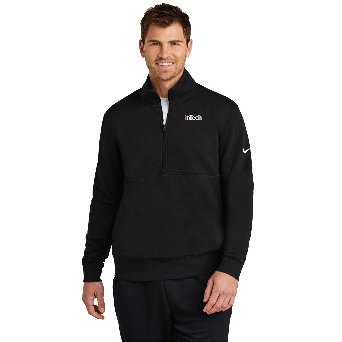 NKDX6718 Nike Club Fleece Sleeve Swoosh 1/2-Zip