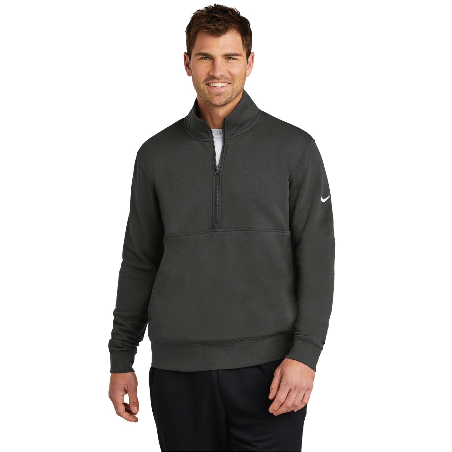 NKDX6718 Nike Club Fleece Sleeve Swoosh 1/2-Zip