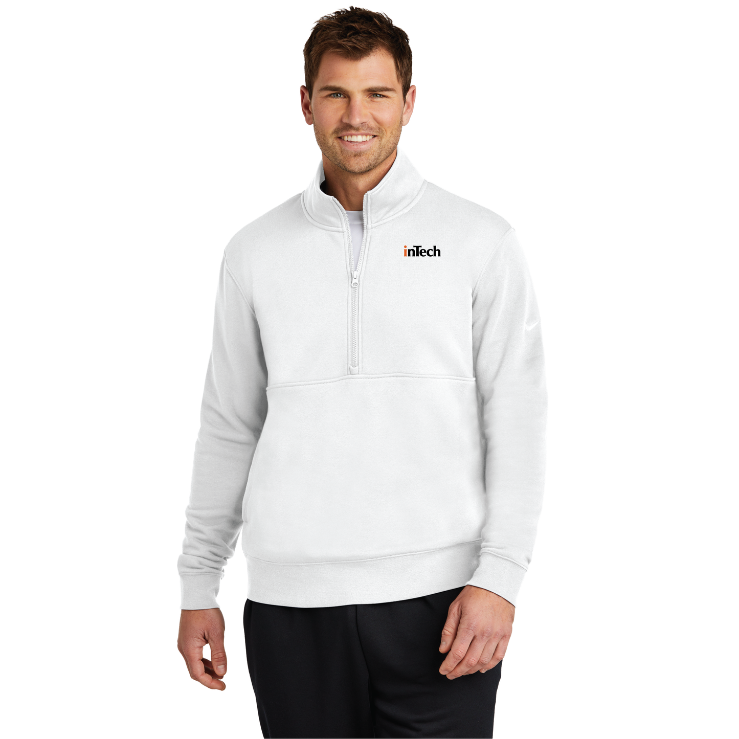 NKDX6718 Nike Club Fleece Sleeve Swoosh 1/2-Zip